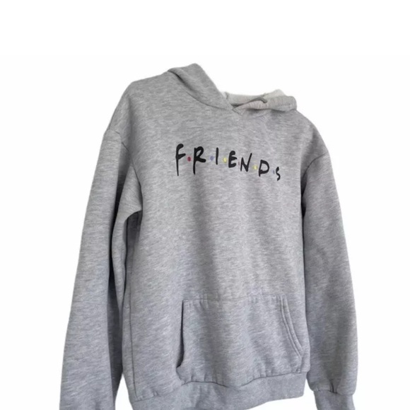 H&M FRIENDS Print Hoodie Sweatshirt Pullover Sweater Gray Friends TV size L - Picture 2 of 7